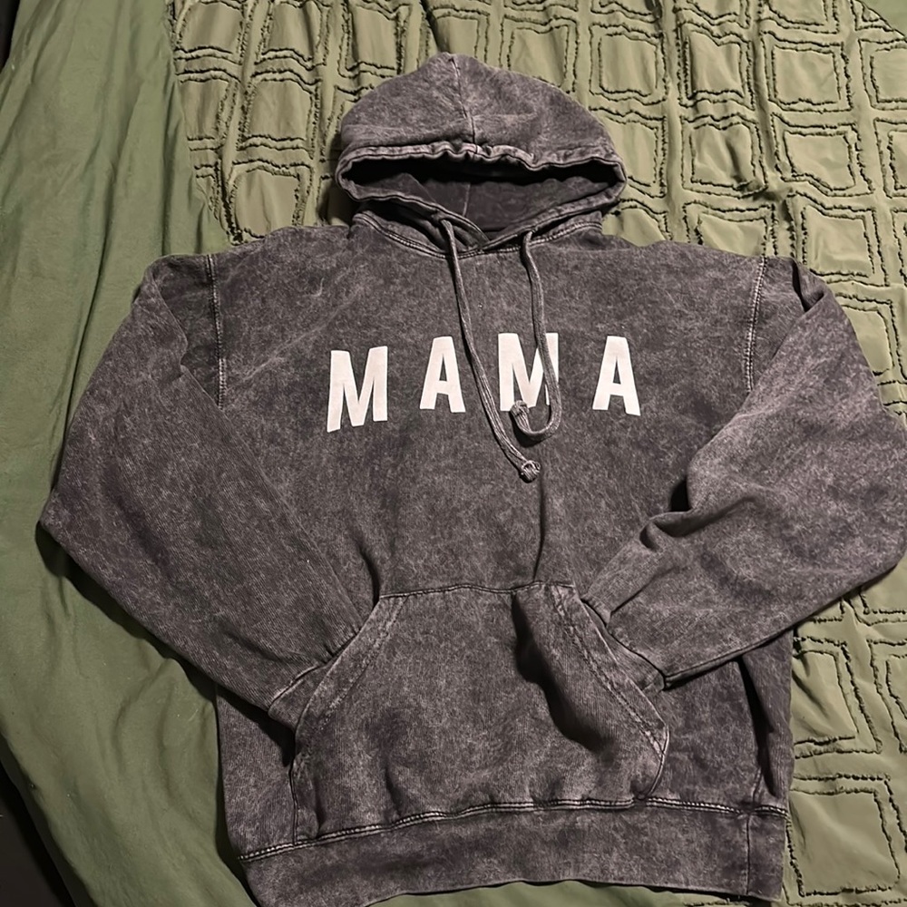 Black Acid Wash Mama Hoodie